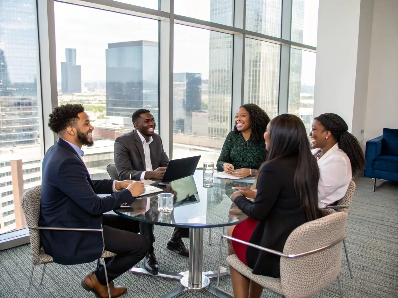 A professional graphic depicting a diverse group of people collaborating around a table, brainstorming ideas and working together on a project, symbolizing a successful partnership.
